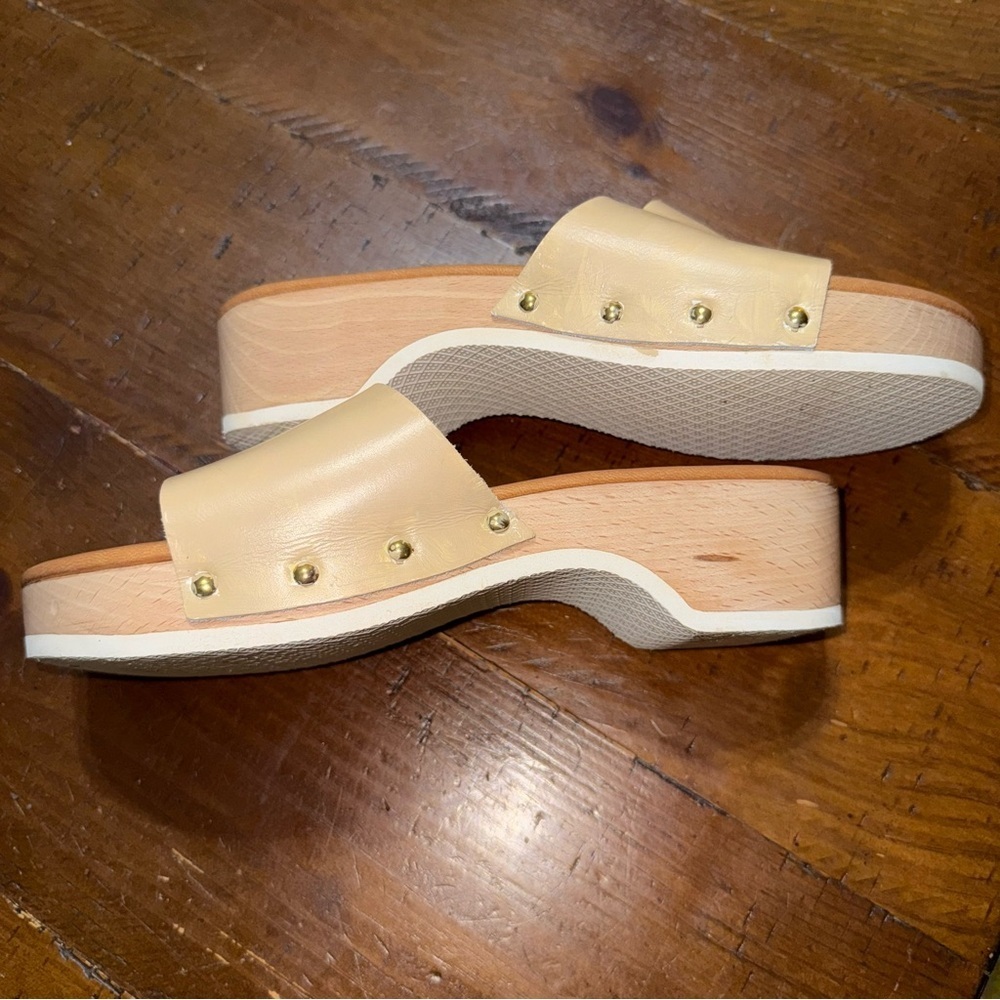 Donna Toscana Tan Slides/Heel leather upper size 7.5 made in Italy - Picture 12 of 12